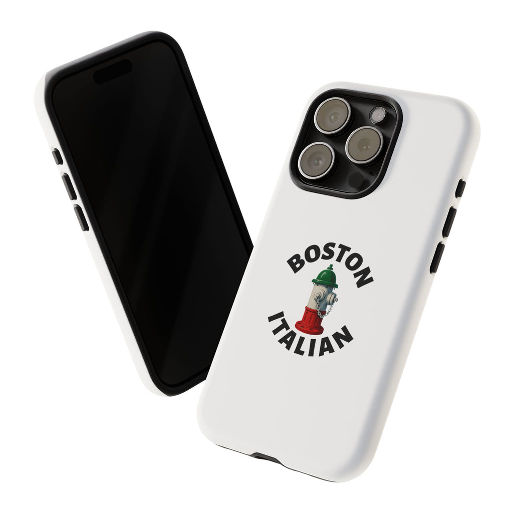Boston Italian White Phone Case, Urban Style Phone Cover, Tough Smartphone Case, Gift for Italian Heritage, Fun Streetwear Accessories