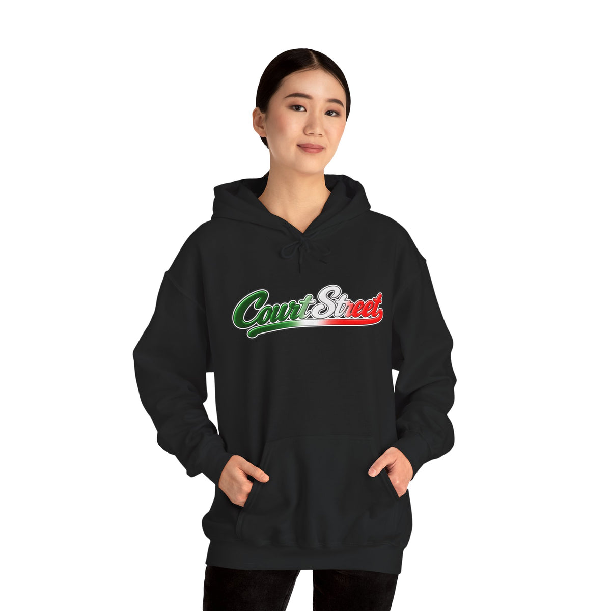 Court Street Hoodie — Italian Flag Script Pullover