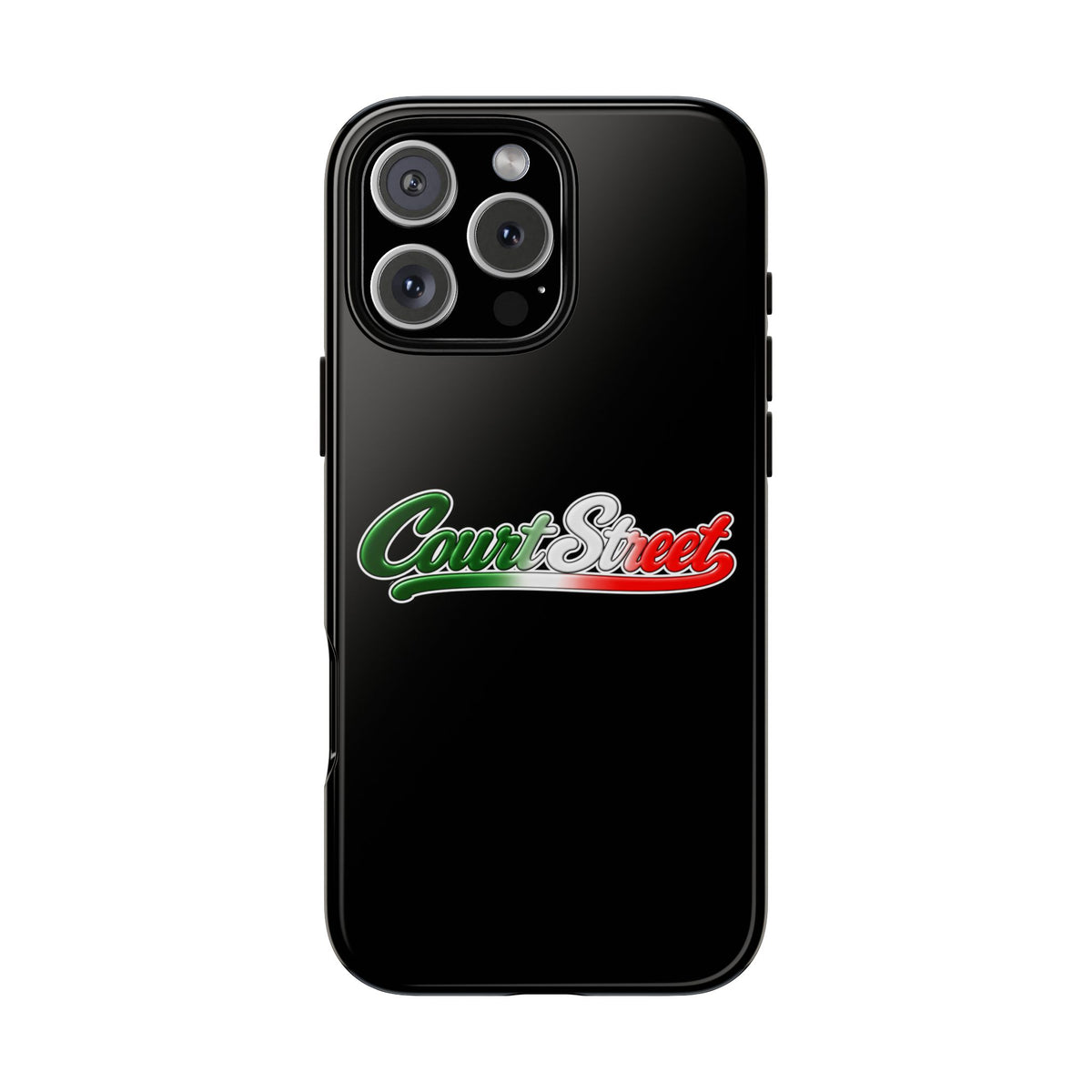 Court Street Black Phone Case, Tough Cases for iPhone, Gift for Italians, Stylish Phone Cover, Unique Phone Accessory