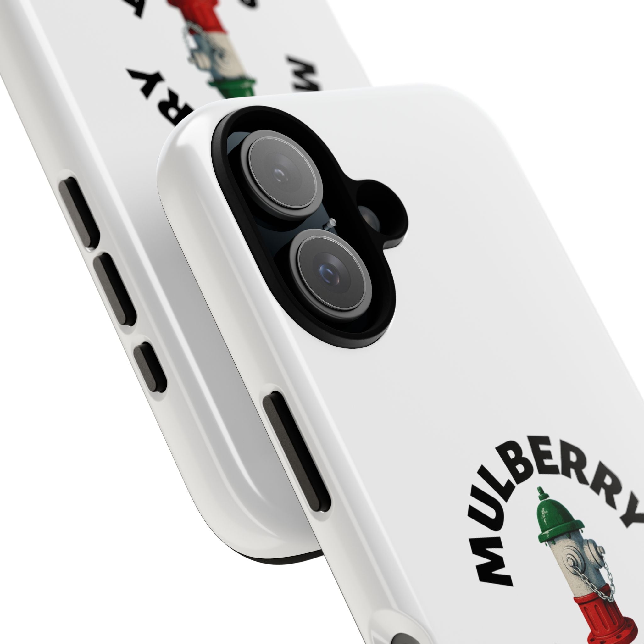 Mulberry Street White Phone Case, Urban Style Phone Cover, Tough Smartphone Case, Gift for Italian Heritage, Fun Streetwear Accessories