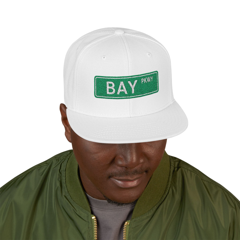 Bay PKWY Embroidered Snapback Hat | Street Sign Patch Cap