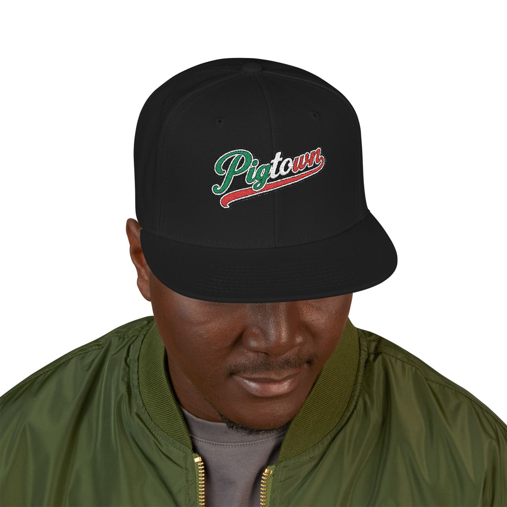 Pigtown Italian Embroidered Snapback Hat | Street Sign Patch Cap