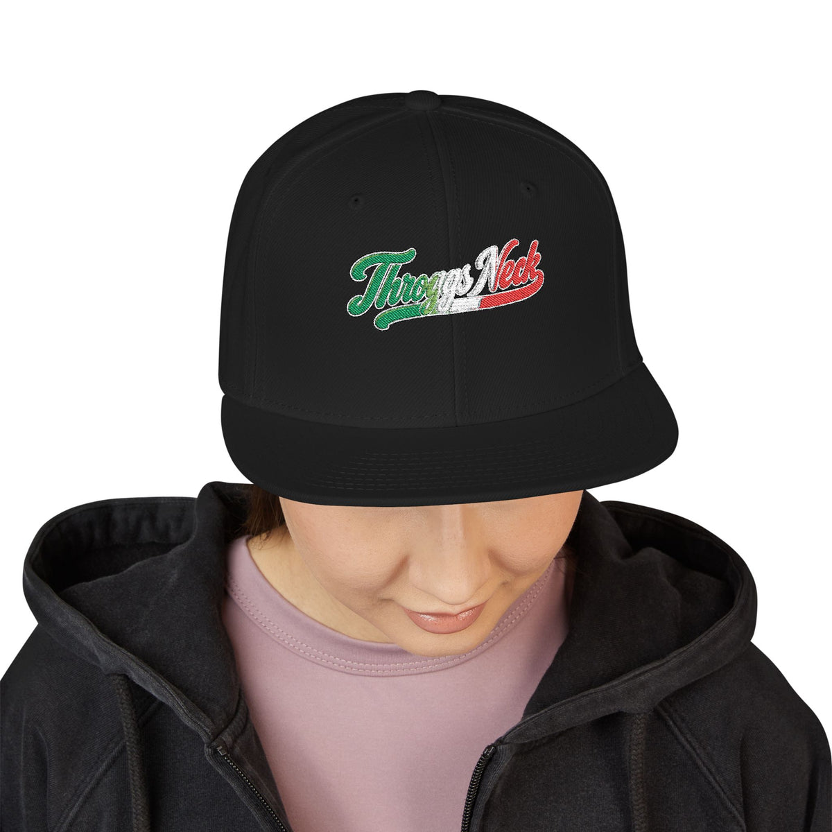Throggs Neck Italian Embroidered Snapback Hat | Street Sign Patch Cap