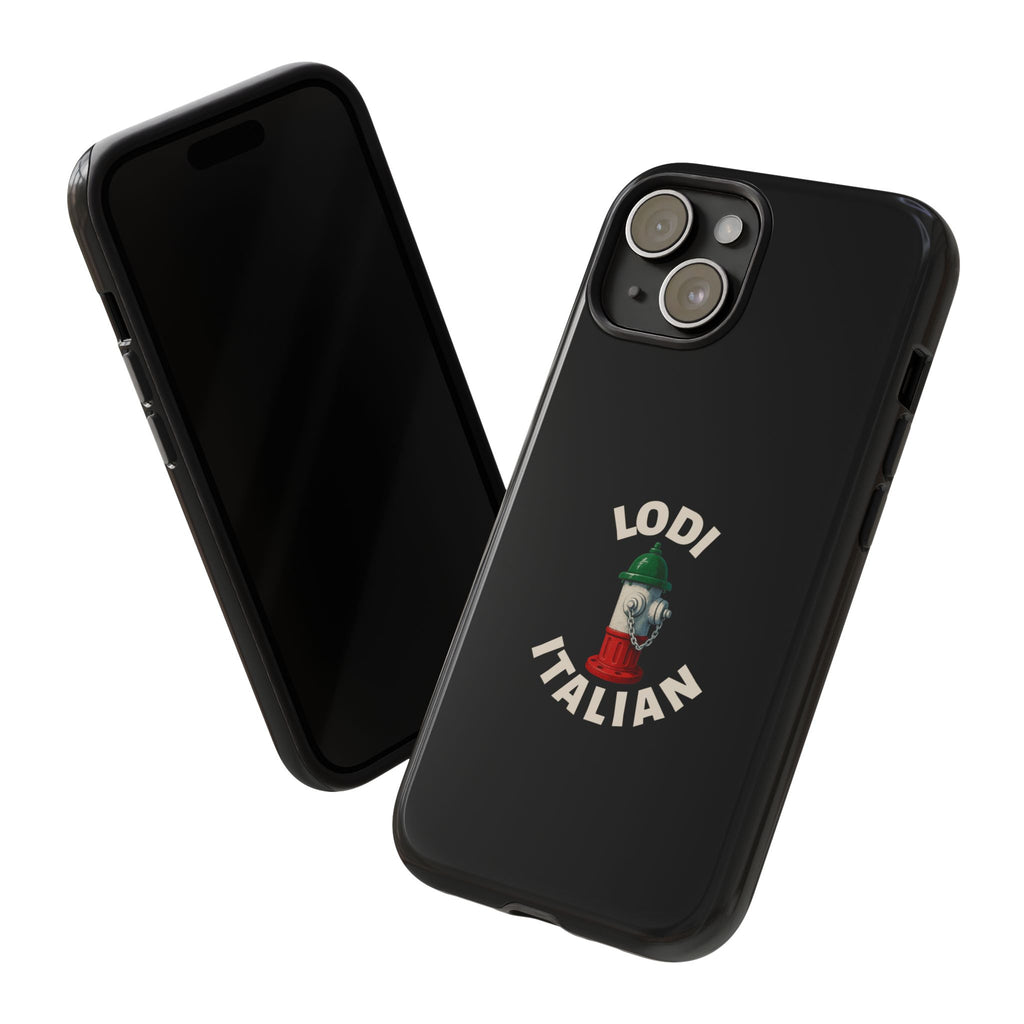 Lodi Italian Black Phone Case, Tough Cases for iPhone, Gift for Italians, Stylish Phone Cover, Unique Phone Accessory