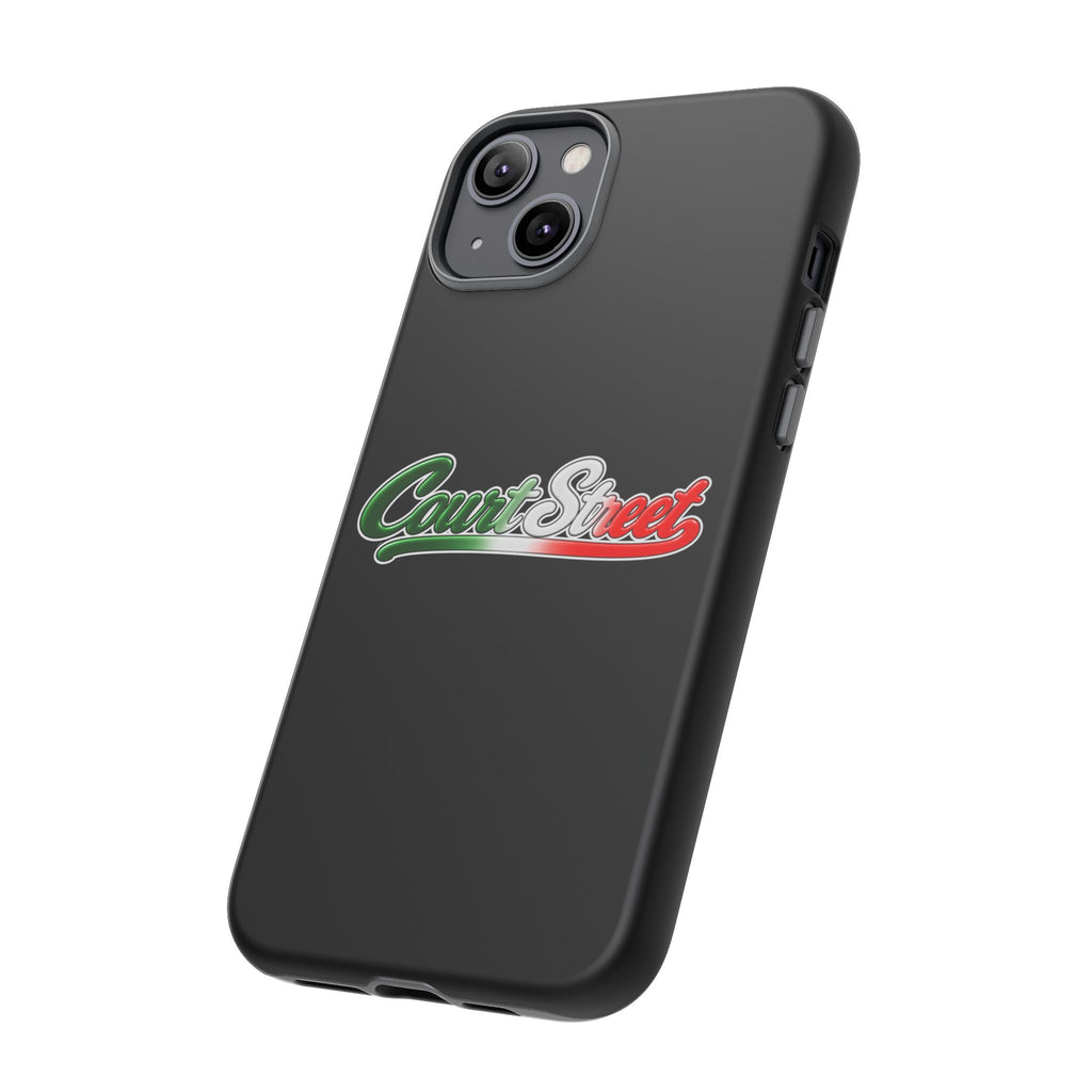 Court Street Black Phone Case, Tough Cases for iPhone, Gift for Italians, Stylish Phone Cover, Unique Phone Accessory
