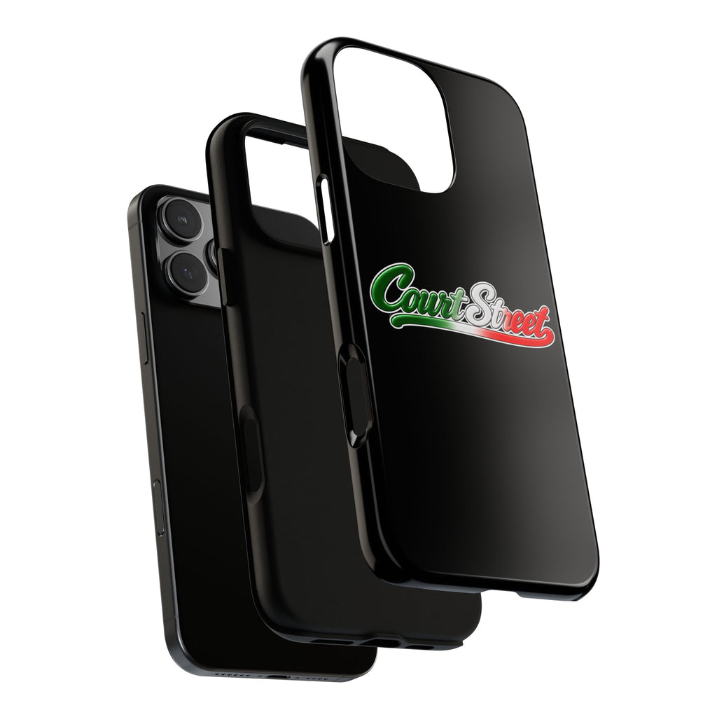Court Street Black Phone Case, Tough Cases for iPhone, Gift for Italians, Stylish Phone Cover, Unique Phone Accessory