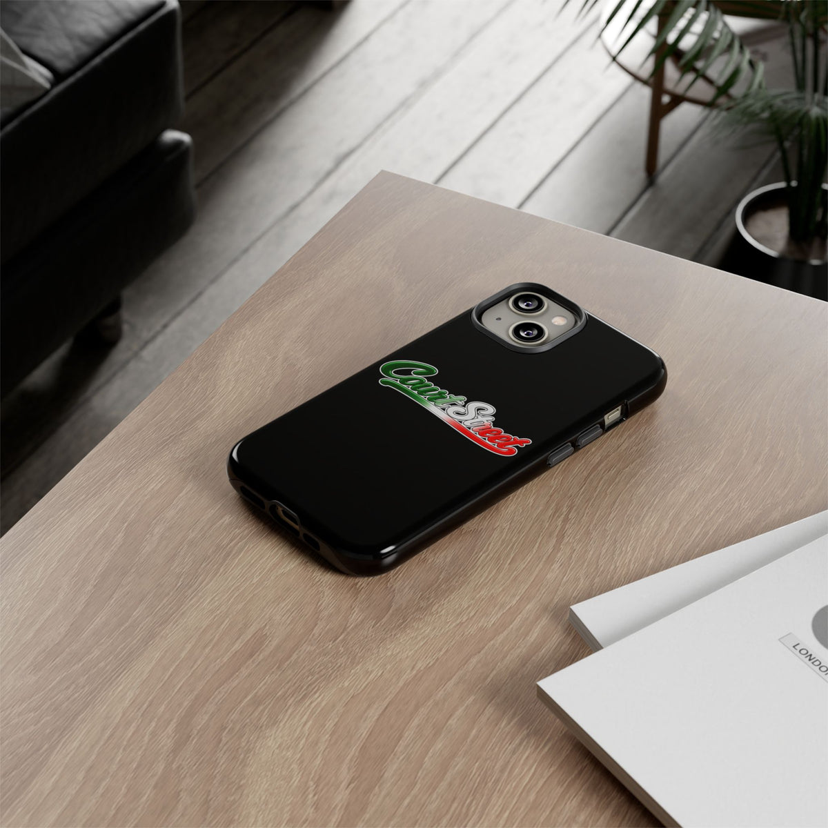 Court Street Black Phone Case, Tough Cases for iPhone, Gift for Italians, Stylish Phone Cover, Unique Phone Accessory