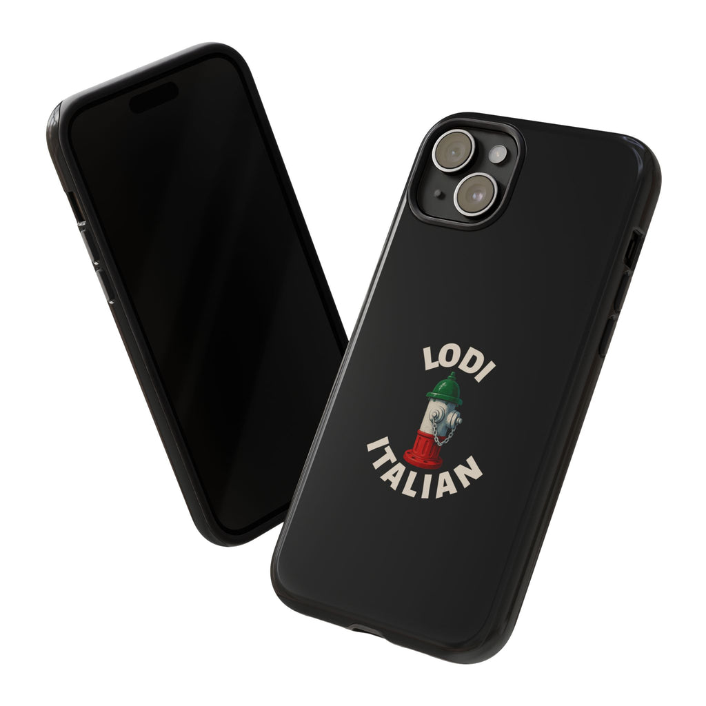Lodi Italian Black Phone Case, Tough Cases for iPhone, Gift for Italians, Stylish Phone Cover, Unique Phone Accessory