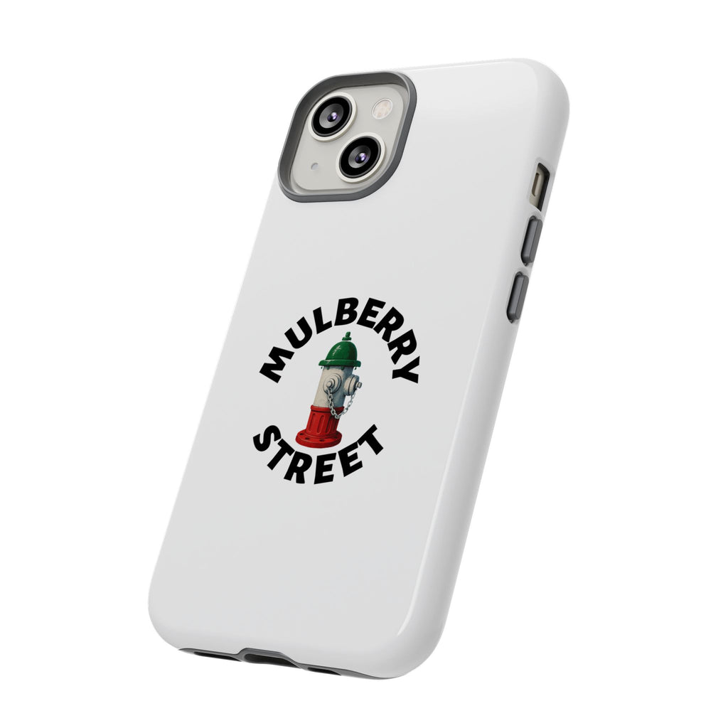 Mulberry Street White Phone Case, Urban Style Phone Cover, Tough Smartphone Case, Gift for Italian Heritage, Fun Streetwear Accessories