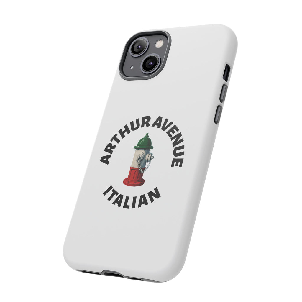 Arthur Avenue Italian White Phone Case, Urban Style Phone Cover, Tough Smartphone Case, Gift for Italian Heritage, Fun Streetwear Accessories