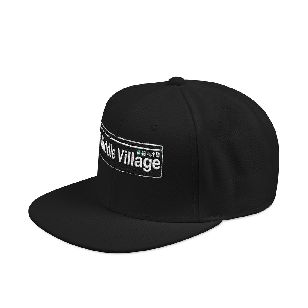 Middle Village Italian Embroidered Snapback Hat | Street Sign Patch Cap