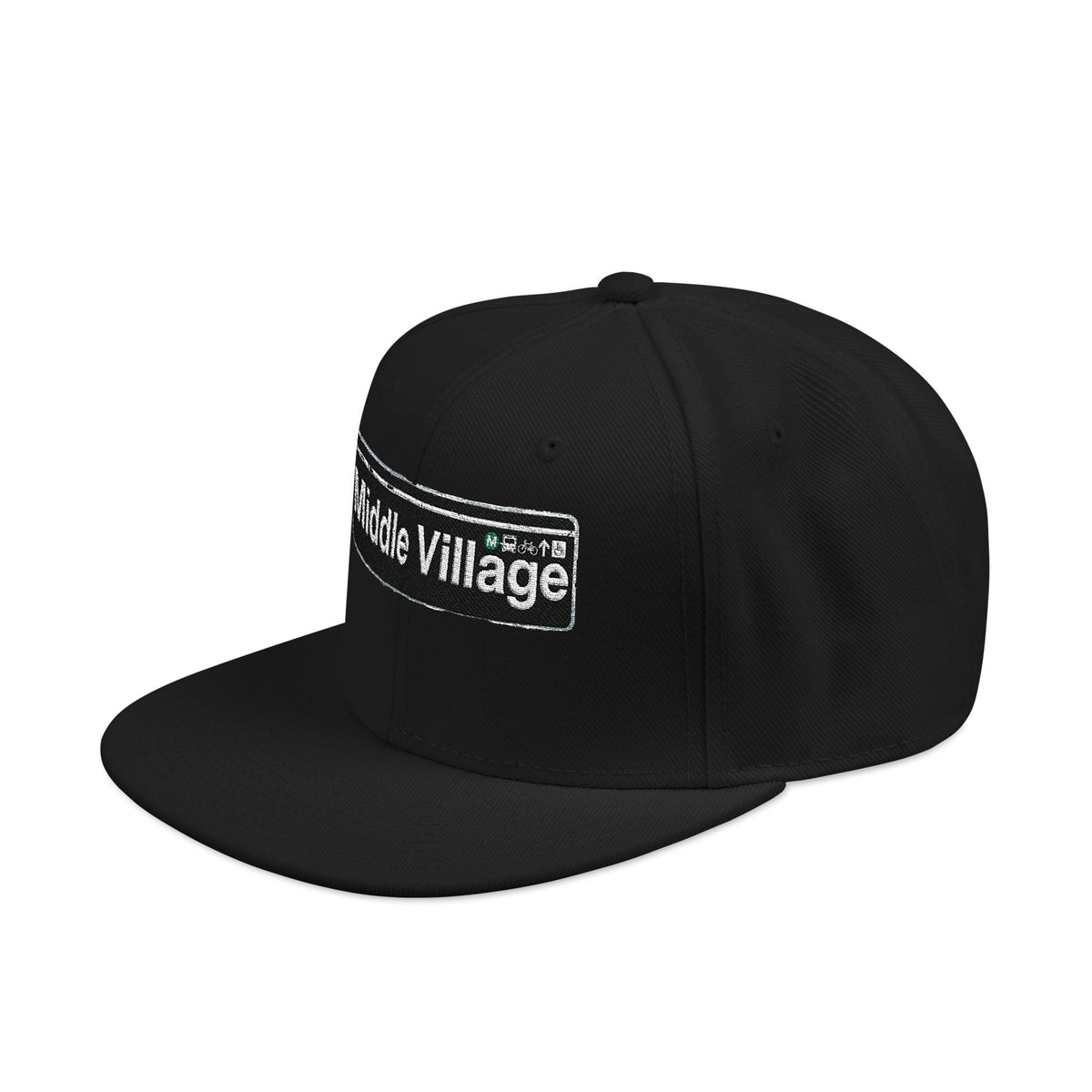Middle Village Italian Embroidered Snapback Hat | Street Sign Patch Cap