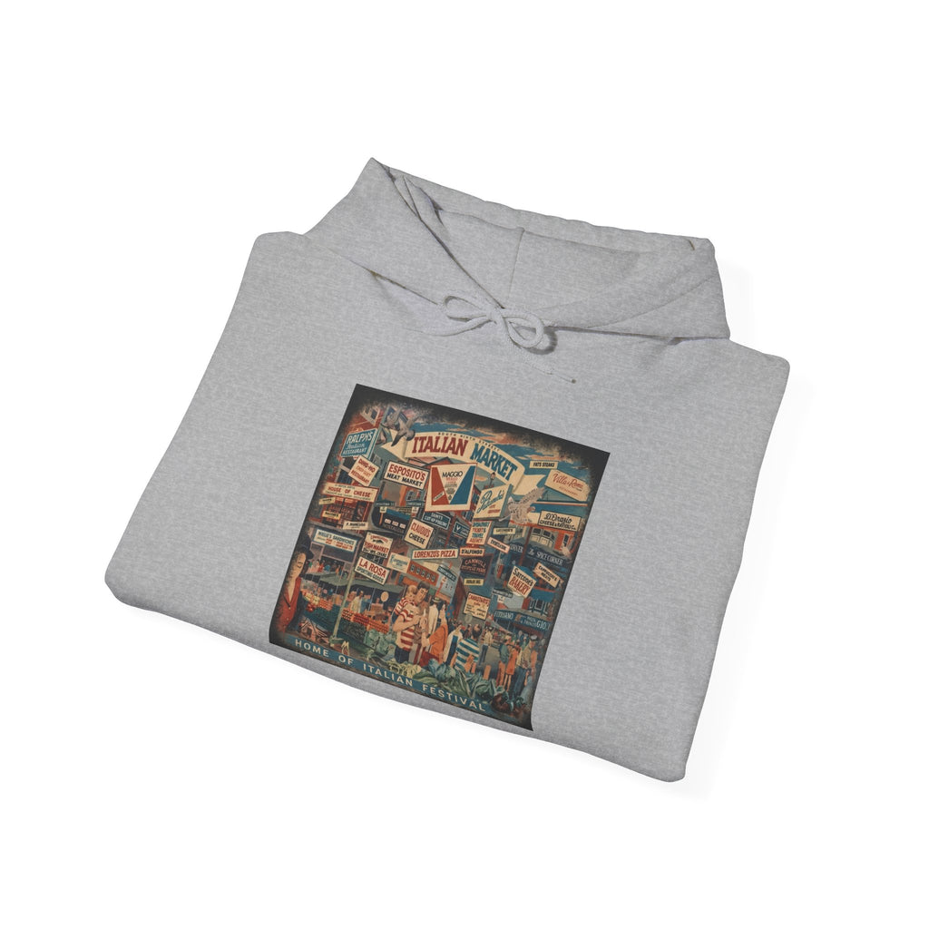 South Philly Italian Market Hoodie — Italian Flag Script Pullover
