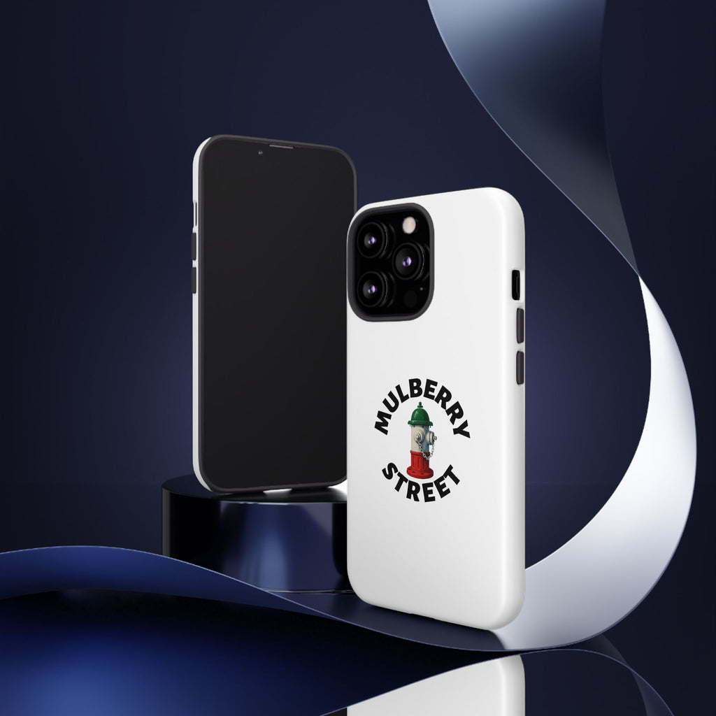 Mulberry Street White Phone Case, Urban Style Phone Cover, Tough Smartphone Case, Gift for Italian Heritage, Fun Streetwear Accessories