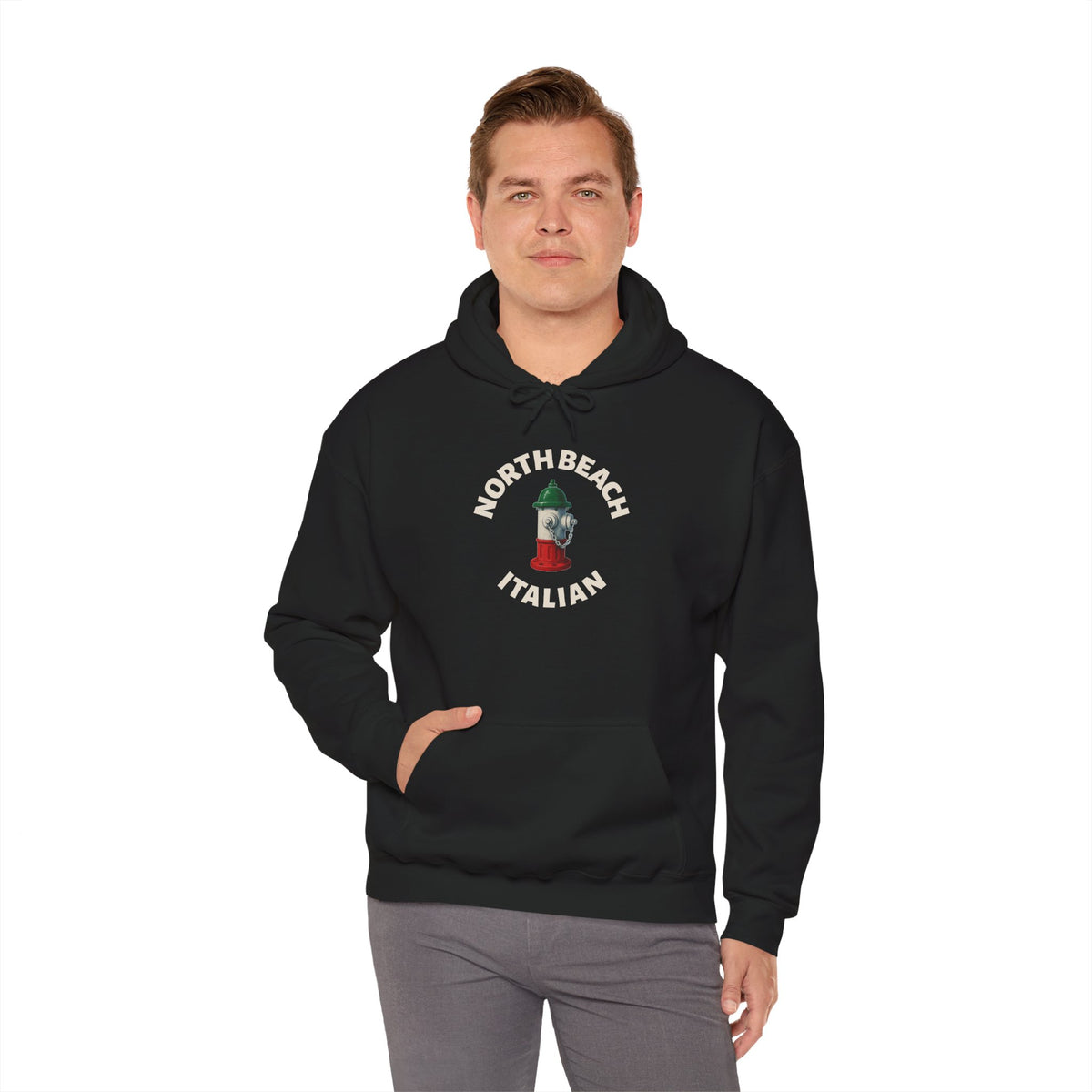 North Beach Italian Hoodie — Italian Flag Script Pullover