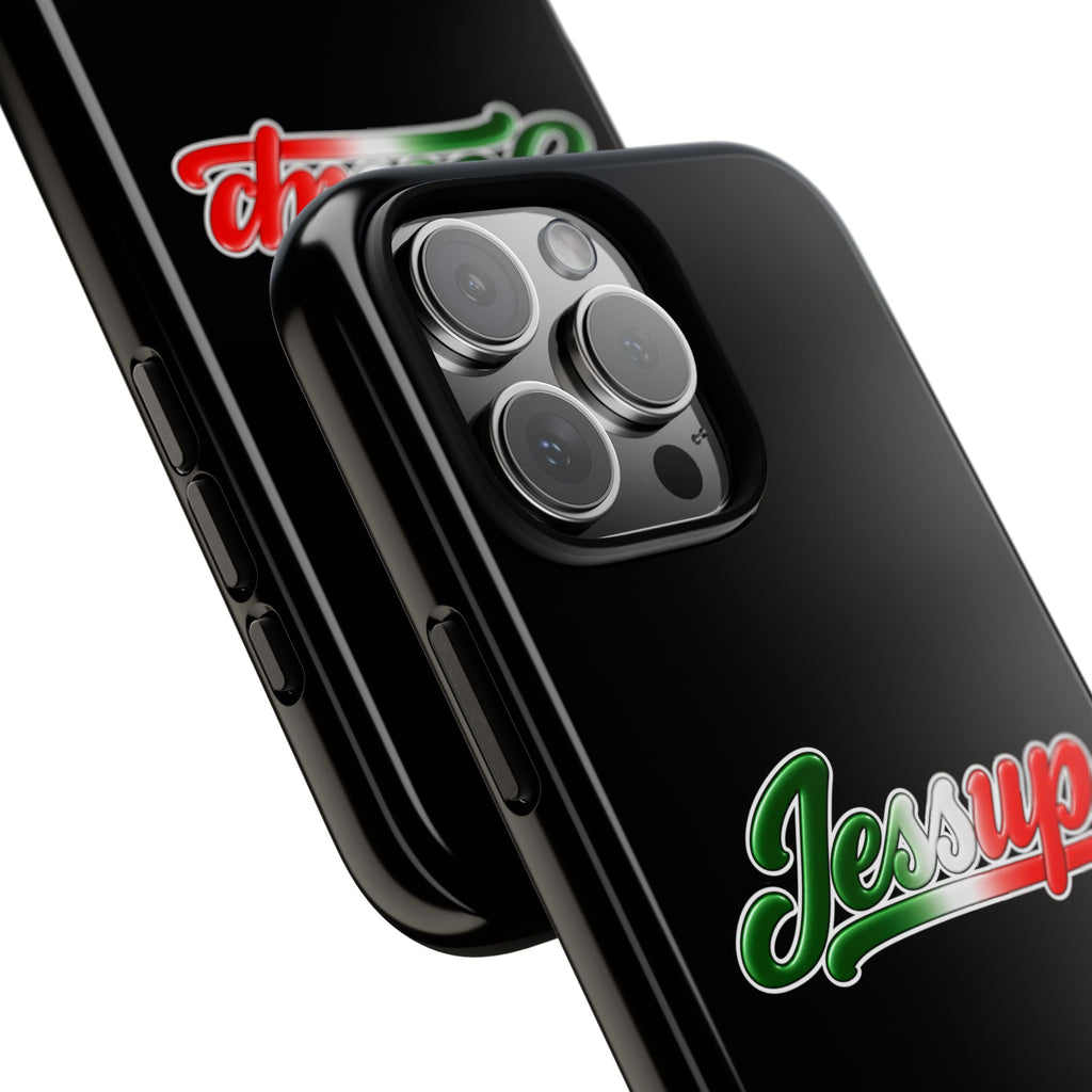 Jessup Black Phone Case, Tough Cases for iPhone, Gift for Italians, Stylish Phone Cover, Unique Phone Accessory