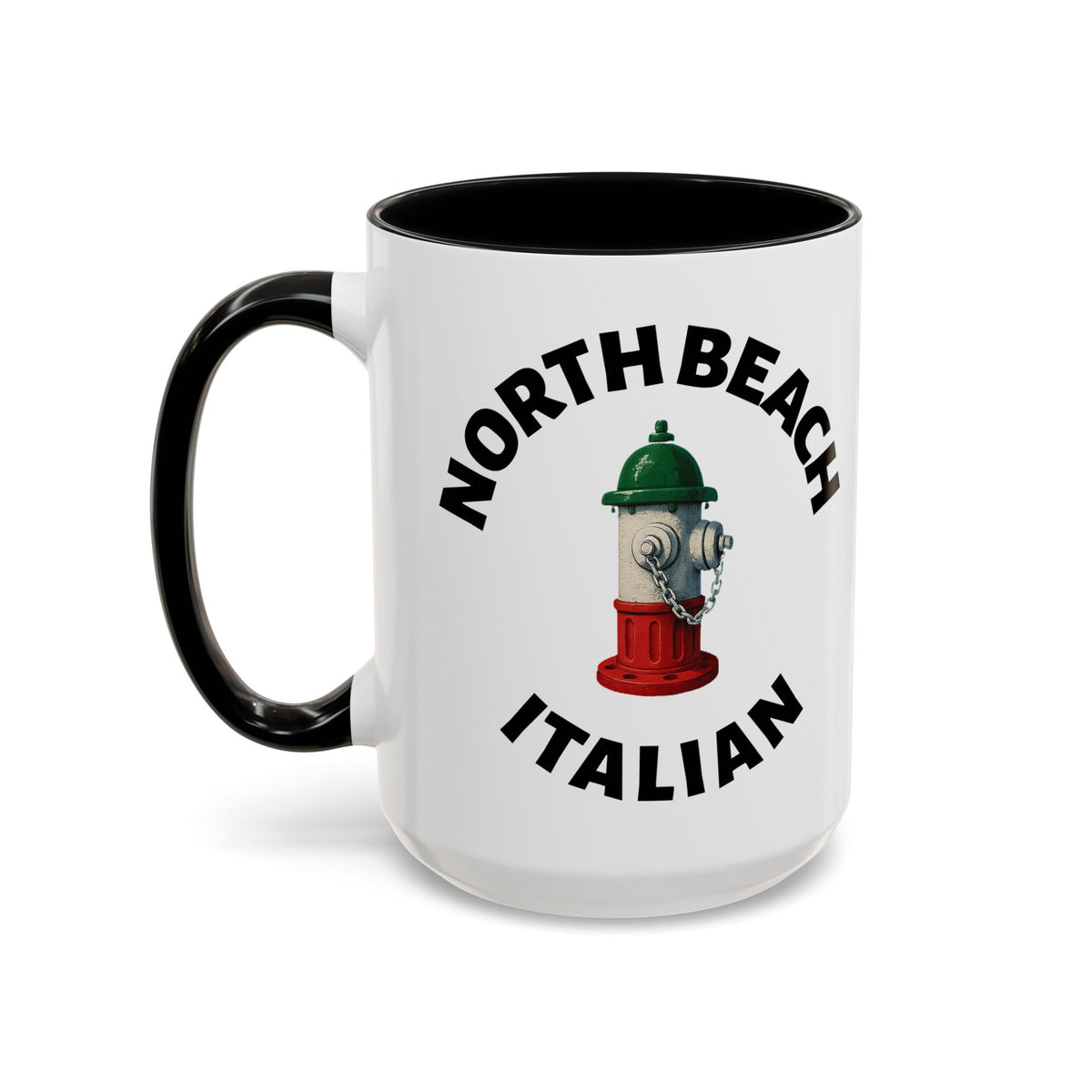 North Beach Coffee Mug with Fire Hydrant Design, Unique Gift for Italians, Fun Kitchen Decor