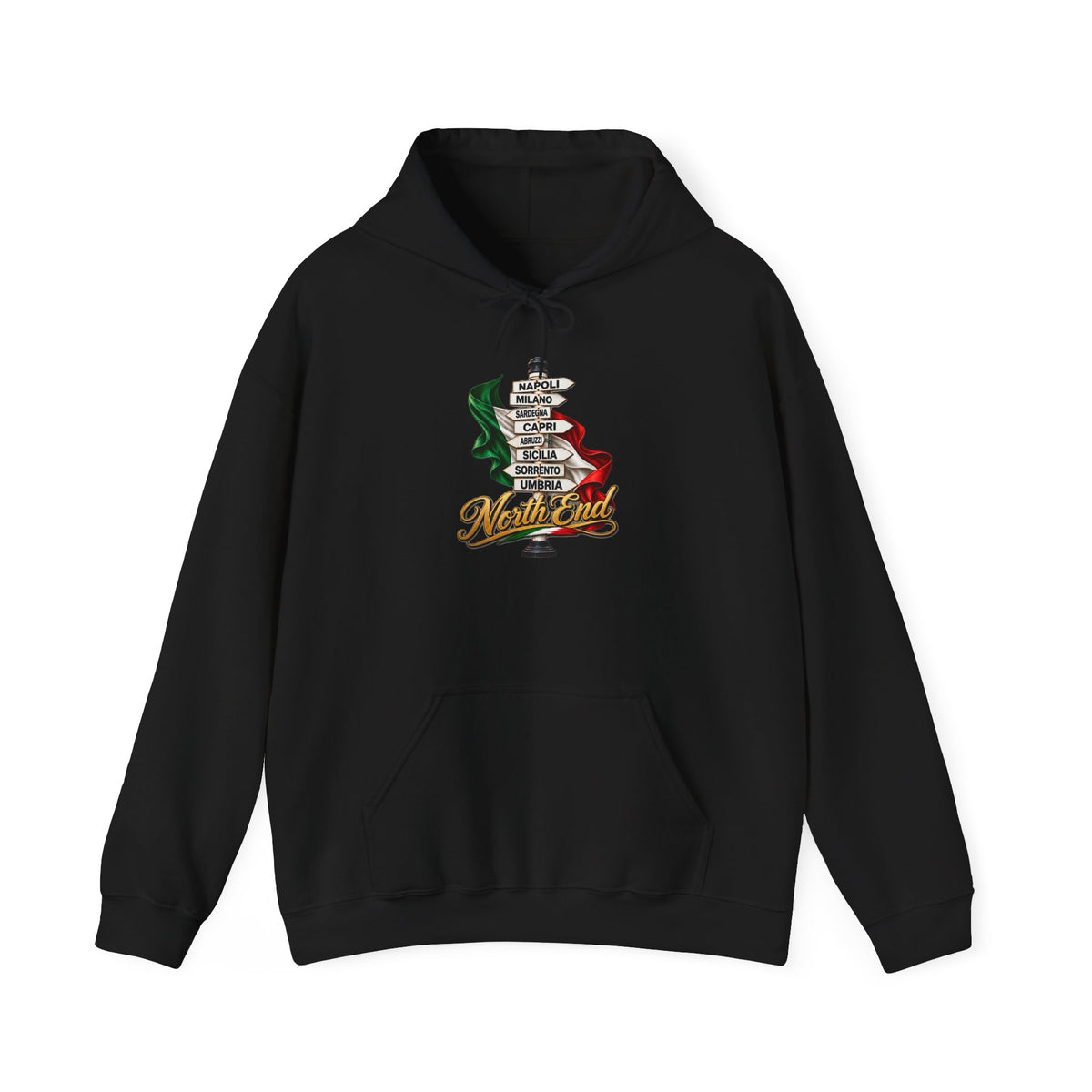 North End Italian Hoodie — Italian Flag Script Pullover