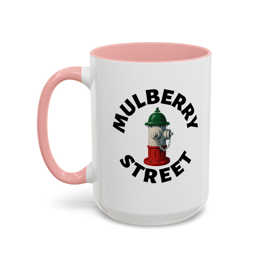 Mulberry Street Coffee Mug with Fire Hydrant Design, Unique Gift for Italians, Fun Kitchen Decor
