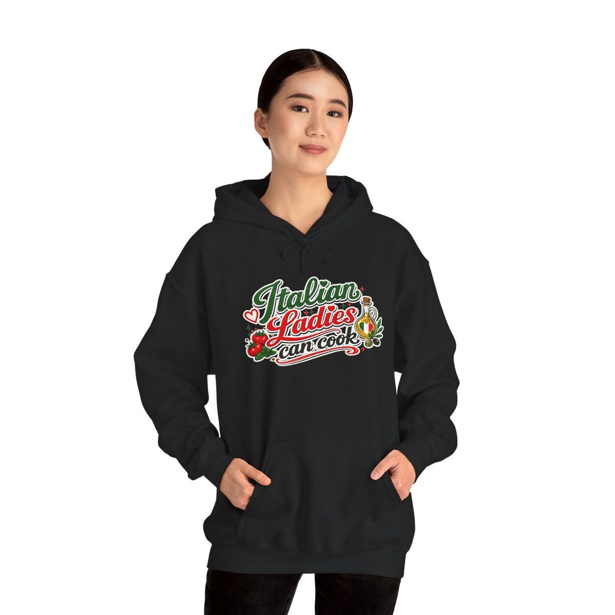 Italian Ladies can Cook Hoodie — Italian Flag Script Pullover