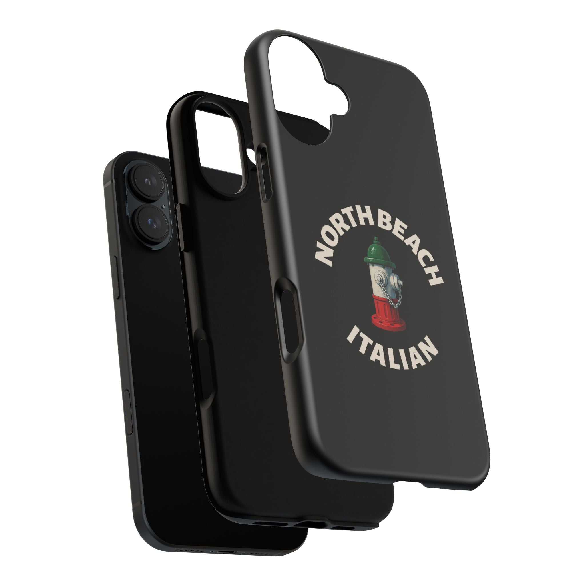 North Beach Italian Black Phone Case, Tough Cases for iPhone, Gift for Italians, Stylish Phone Cover, Unique Phone Accessory