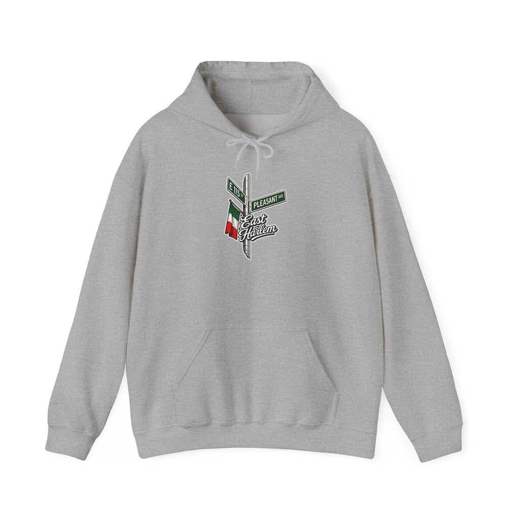 East Harlem Hoodie — Italian Flag Script Pullover