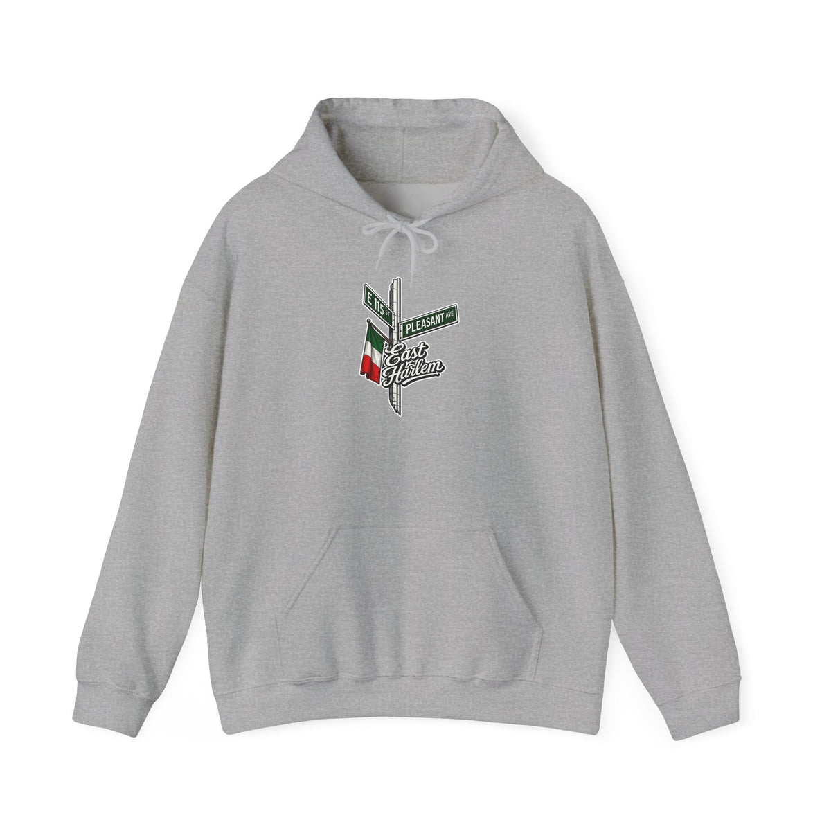 East Harlem Hoodie — Italian Flag Script Pullover