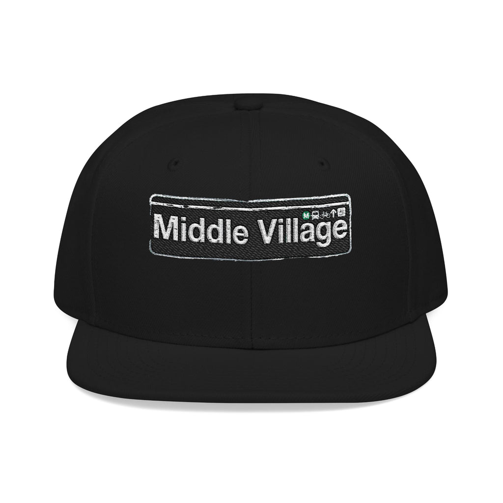 Middle Village Italian Embroidered Snapback Hat | Street Sign Patch Cap
