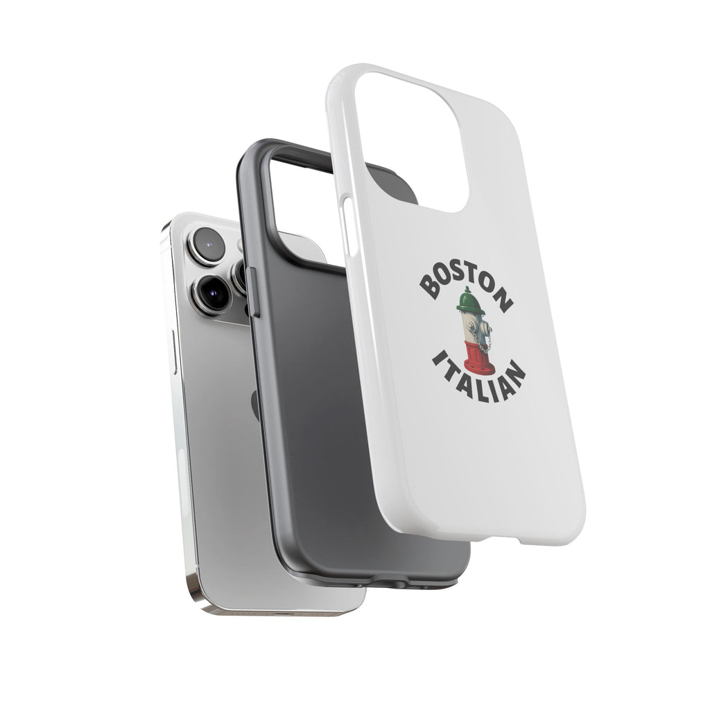 Boston Italian White Phone Case, Urban Style Phone Cover, Tough Smartphone Case, Gift for Italian Heritage, Fun Streetwear Accessories