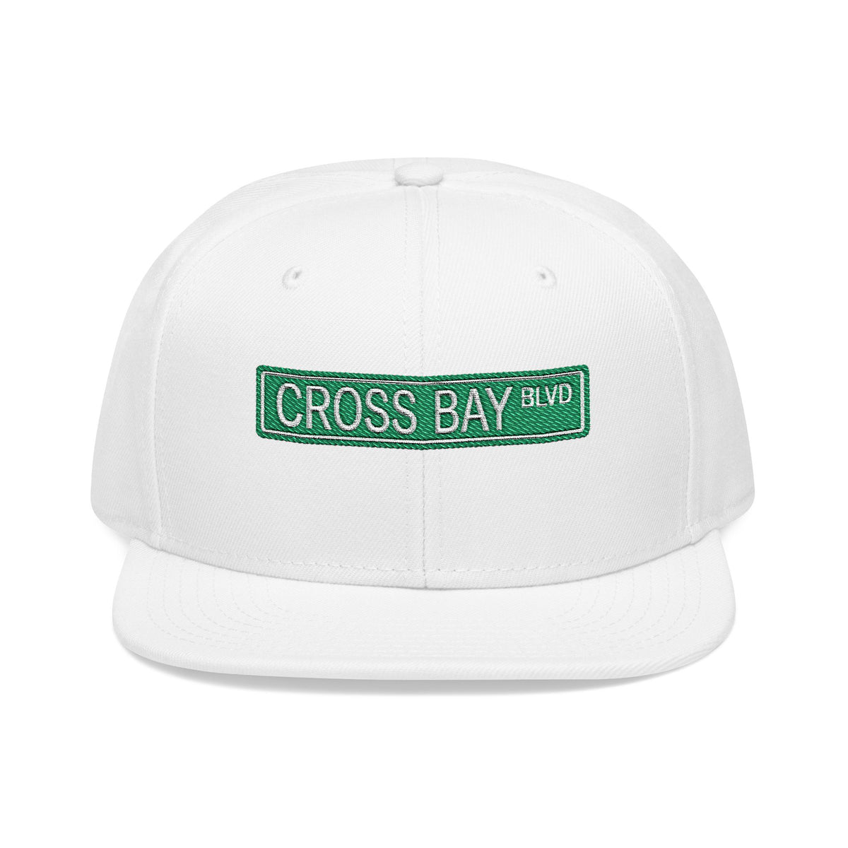 Cross Bay BLVD Embroidered Snapback Hat | Street Sign Patch Cap