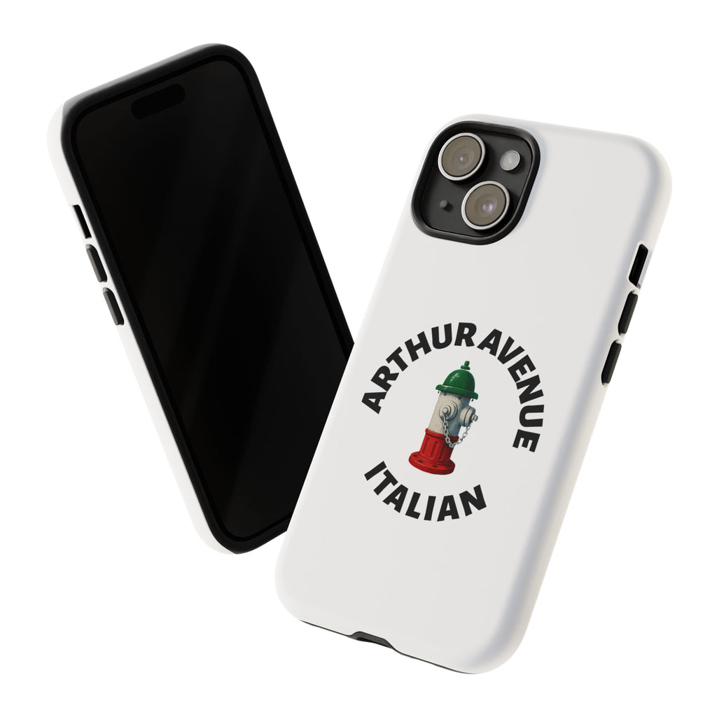 Arthur Avenue Italian White Phone Case, Urban Style Phone Cover, Tough Smartphone Case, Gift for Italian Heritage, Fun Streetwear Accessories