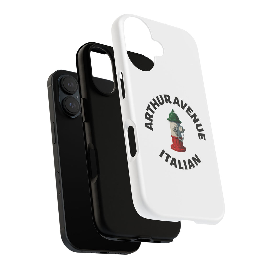 Arthur Avenue Italian White Phone Case, Urban Style Phone Cover, Tough Smartphone Case, Gift for Italian Heritage, Fun Streetwear Accessories