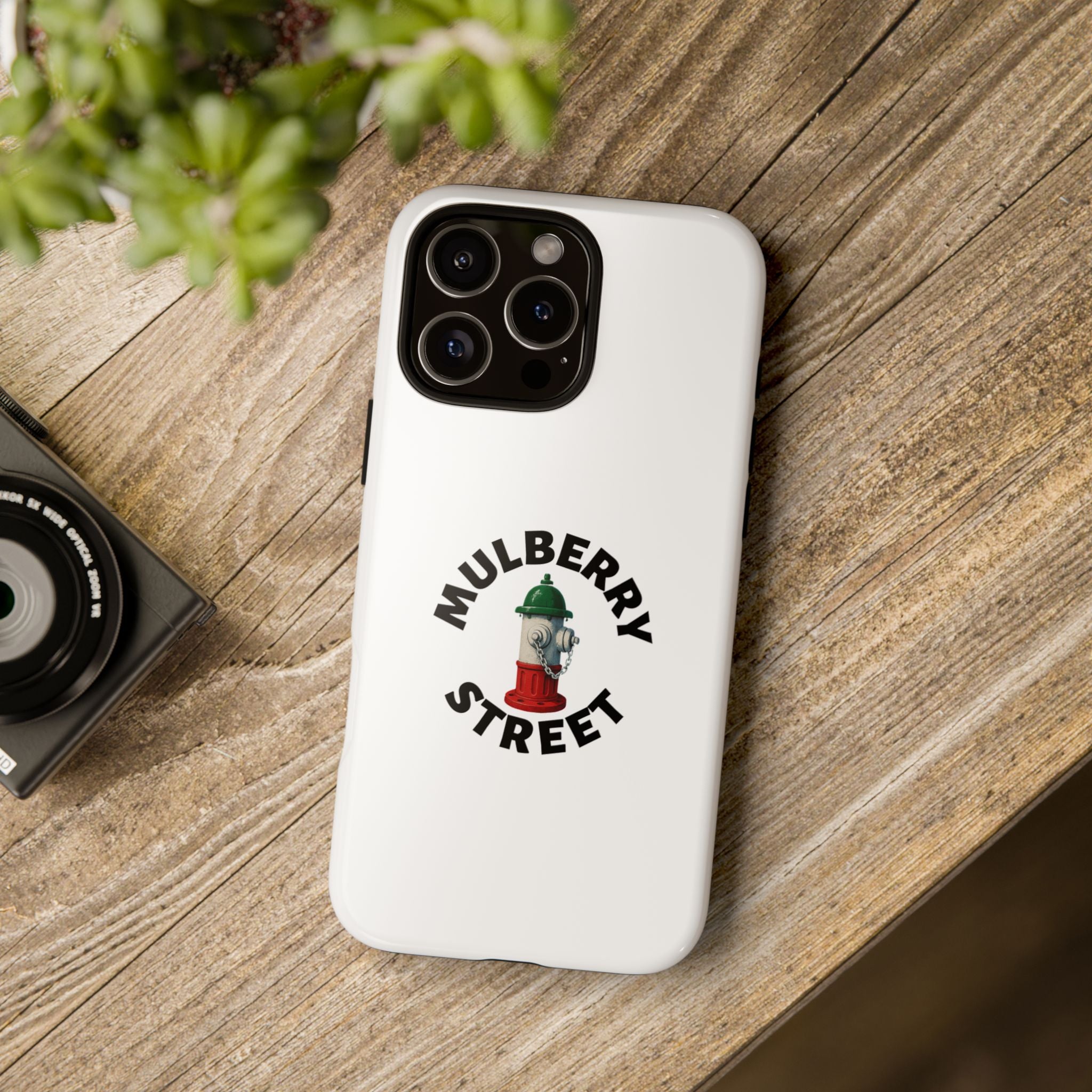 Mulberry Street White Phone Case, Urban Style Phone Cover, Tough Smartphone Case, Gift for Italian Heritage, Fun Streetwear Accessories