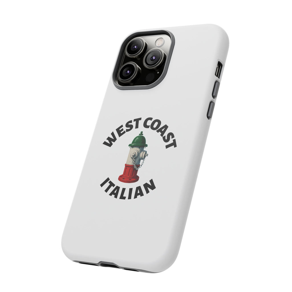 West Coast Italian White Phone Case, Urban Style Phone Cover, Tough Smartphone Case, Gift for Italian Heritage, Fun Streetwear Accessories