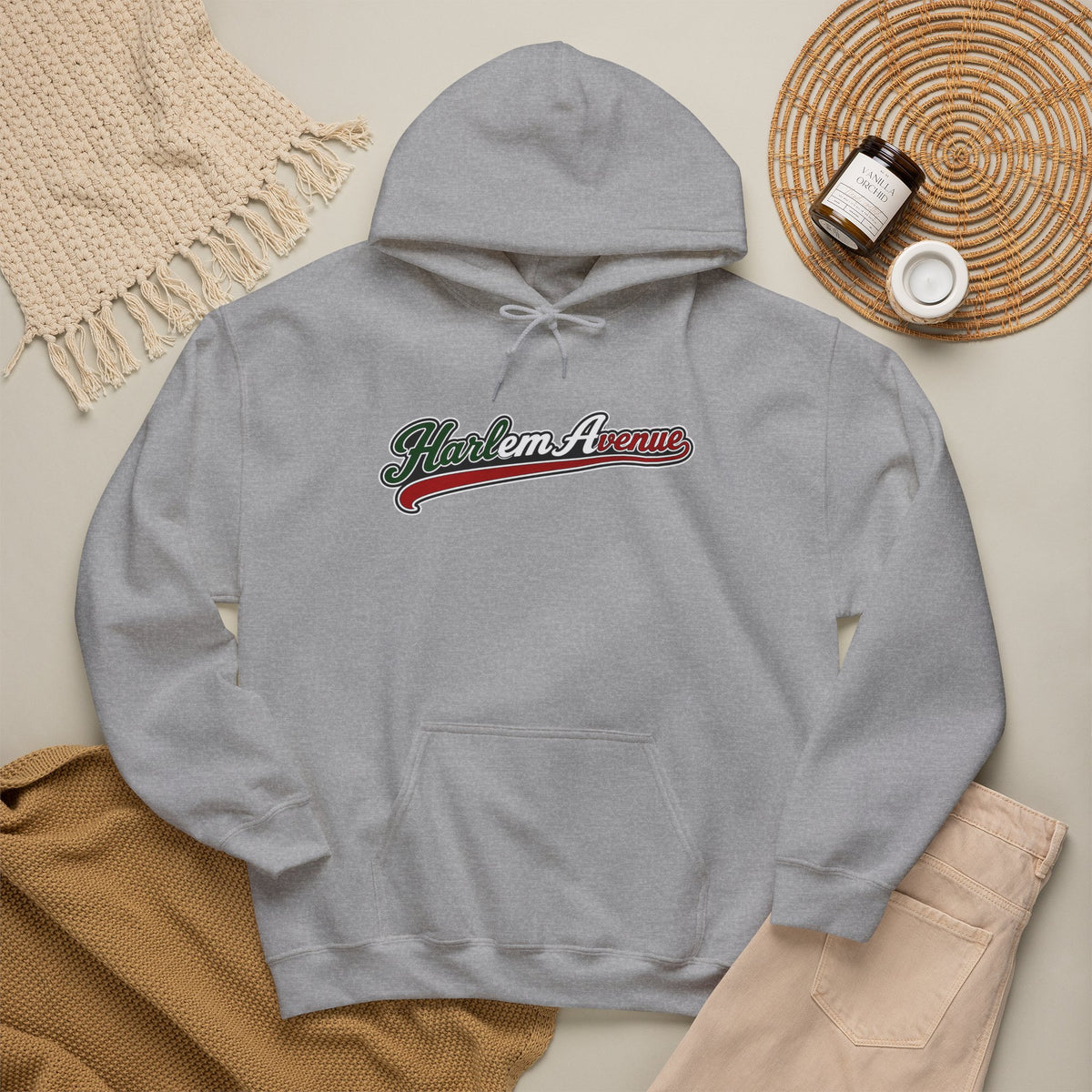 Harlem Avenue Hoodie — Italian Flag Script Pullover