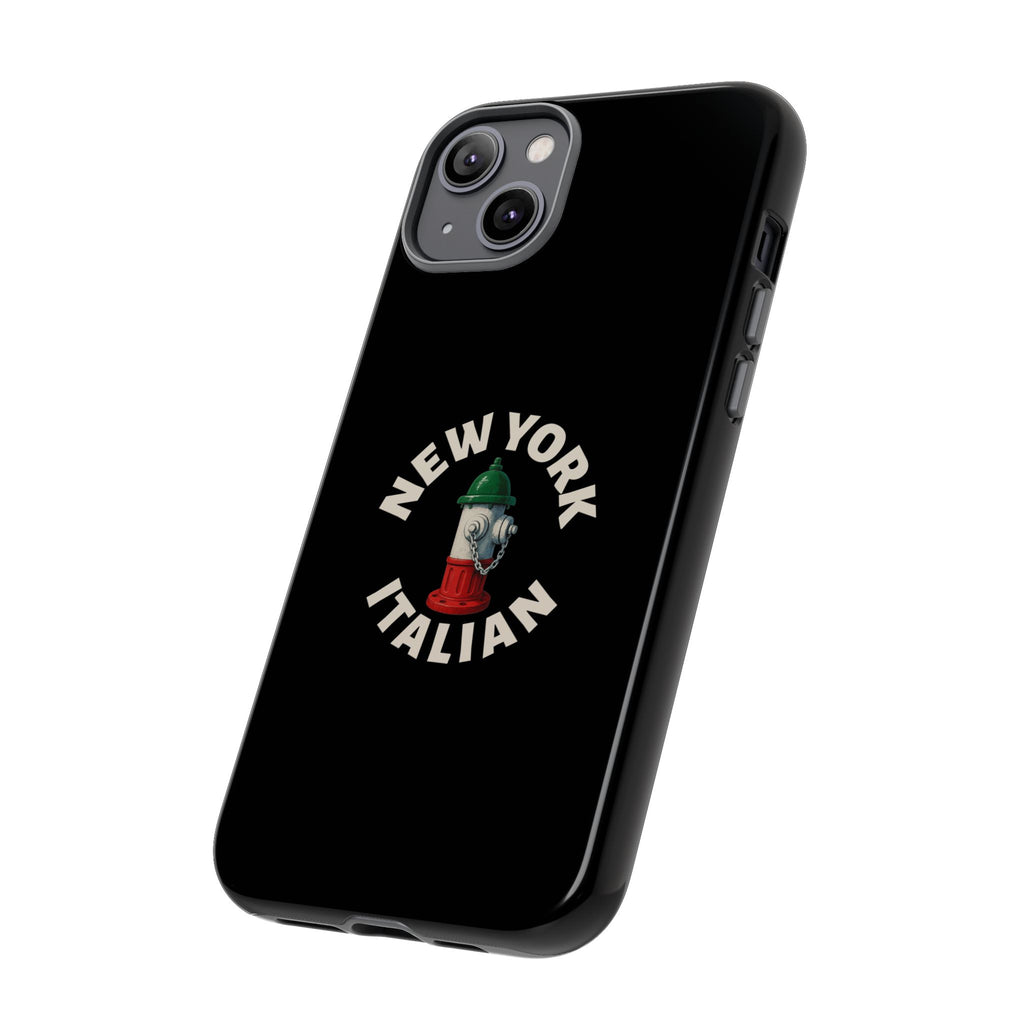 New York Italian Black Phone Case, Tough Cases for iPhone, Gift for Italians, Stylish Phone Cover, Unique Phone Accessory