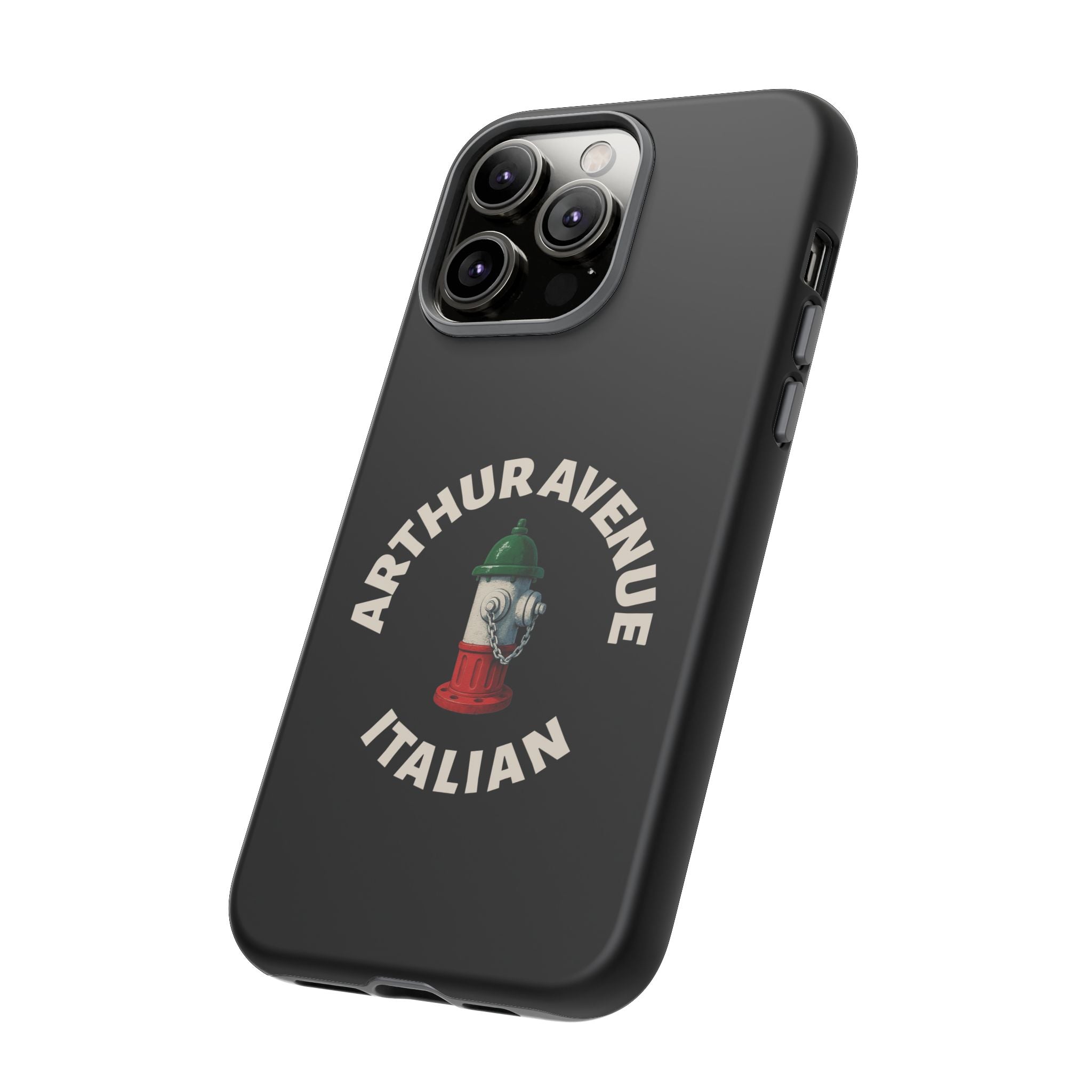 Arthur Avenue Italian Black Phone Case, Tough Cases for iPhone, Gift for Italians, Stylish Phone Cover, Unique Phone Accessory