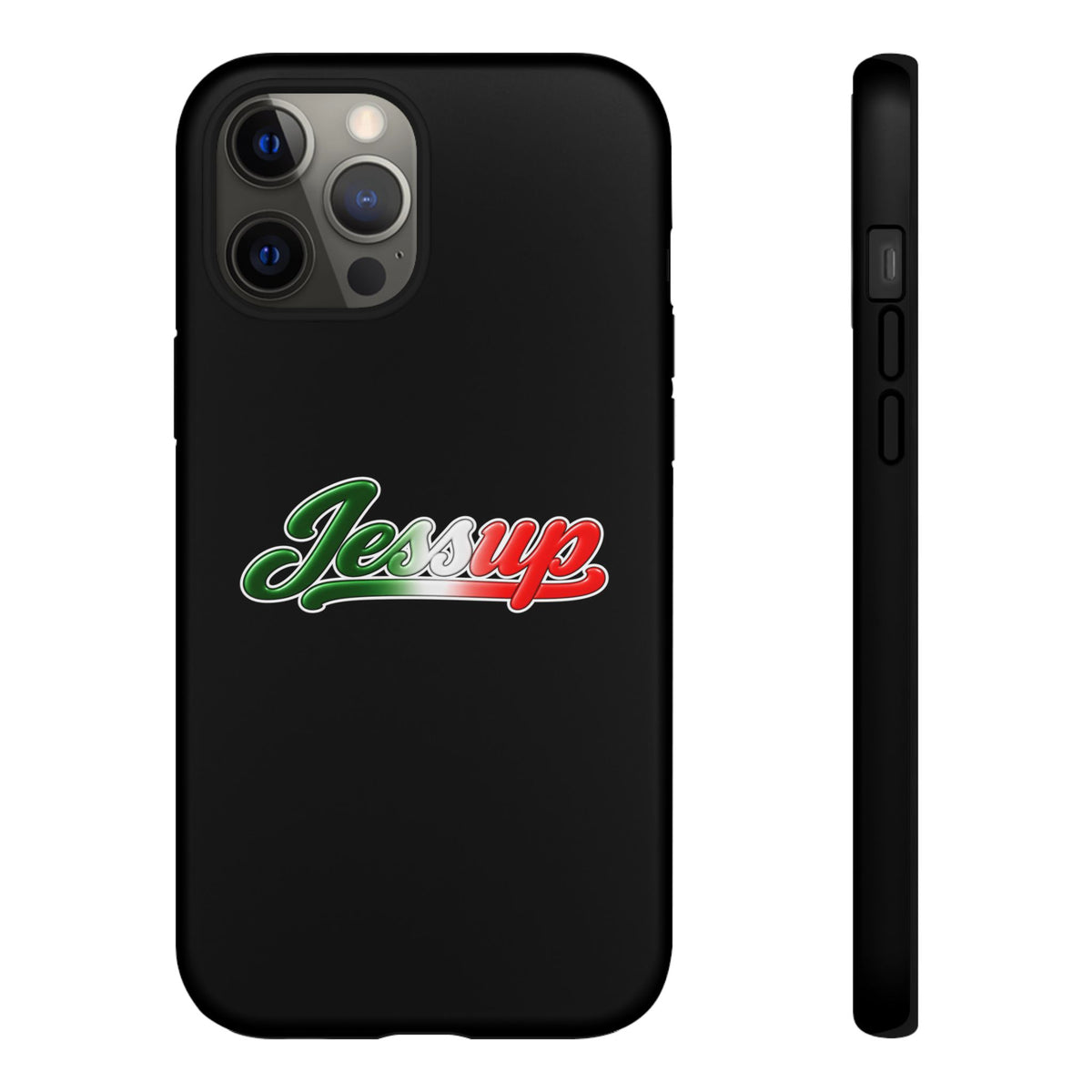 Jessup Black Phone Case, Tough Cases for iPhone, Gift for Italians, Stylish Phone Cover, Unique Phone Accessory