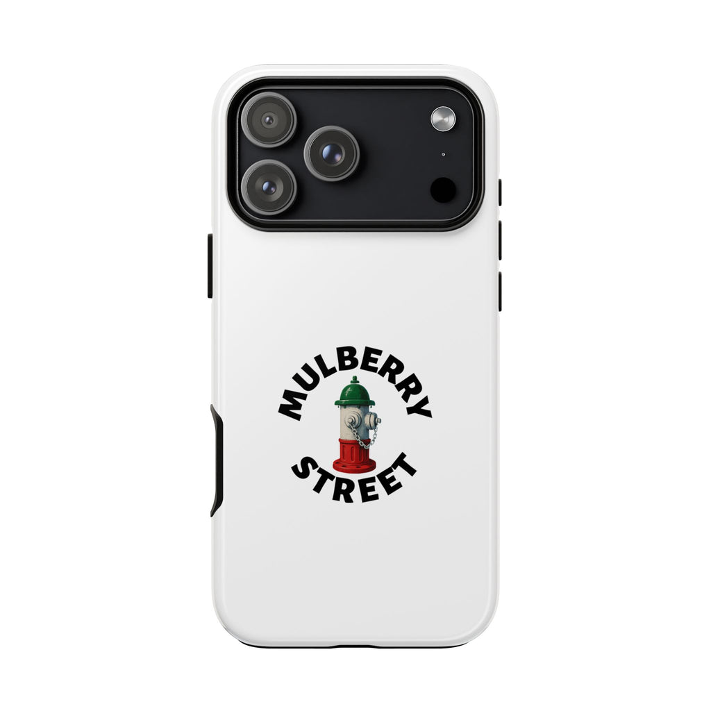 Mulberry Street White Phone Case, Urban Style Phone Cover, Tough Smartphone Case, Gift for Italian Heritage, Fun Streetwear Accessories