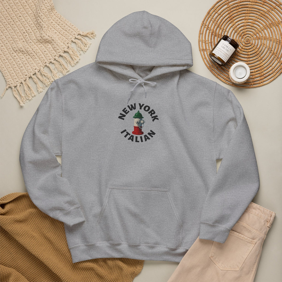New York Italian Hoodie — Italian Flag Script Pullover