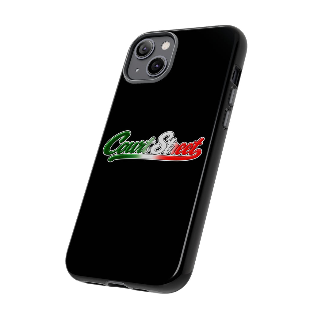 Court Street Black Phone Case, Tough Cases for iPhone, Gift for Italians, Stylish Phone Cover, Unique Phone Accessory