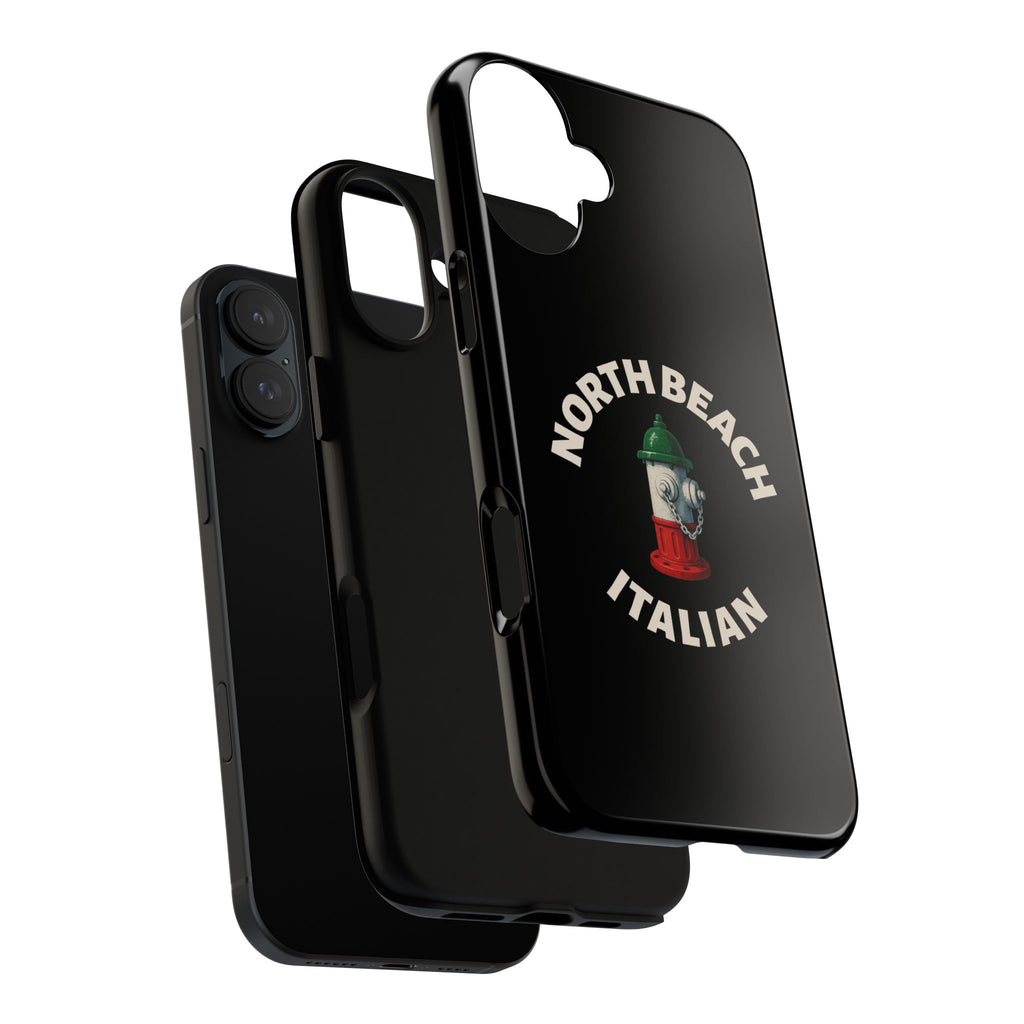 North Beach Italian Black Phone Case, Tough Cases for iPhone, Gift for Italians, Stylish Phone Cover, Unique Phone Accessory