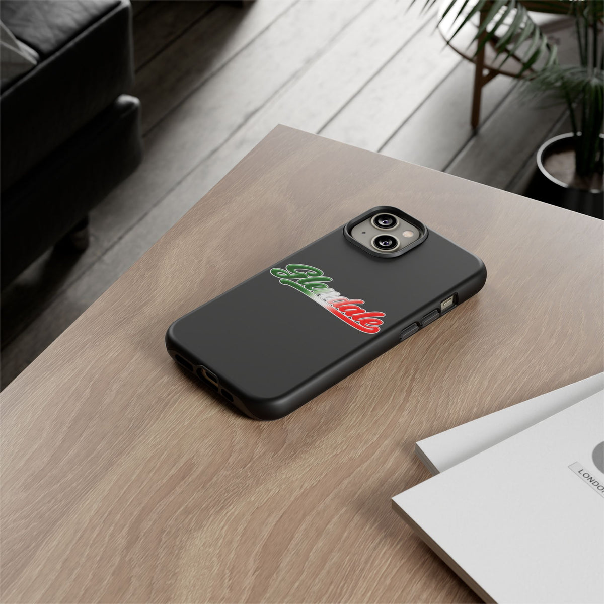 Glendale Black Phone Case, Tough Cases for iPhone, Gift for Italians, Stylish Phone Cover, Unique Phone Accessory