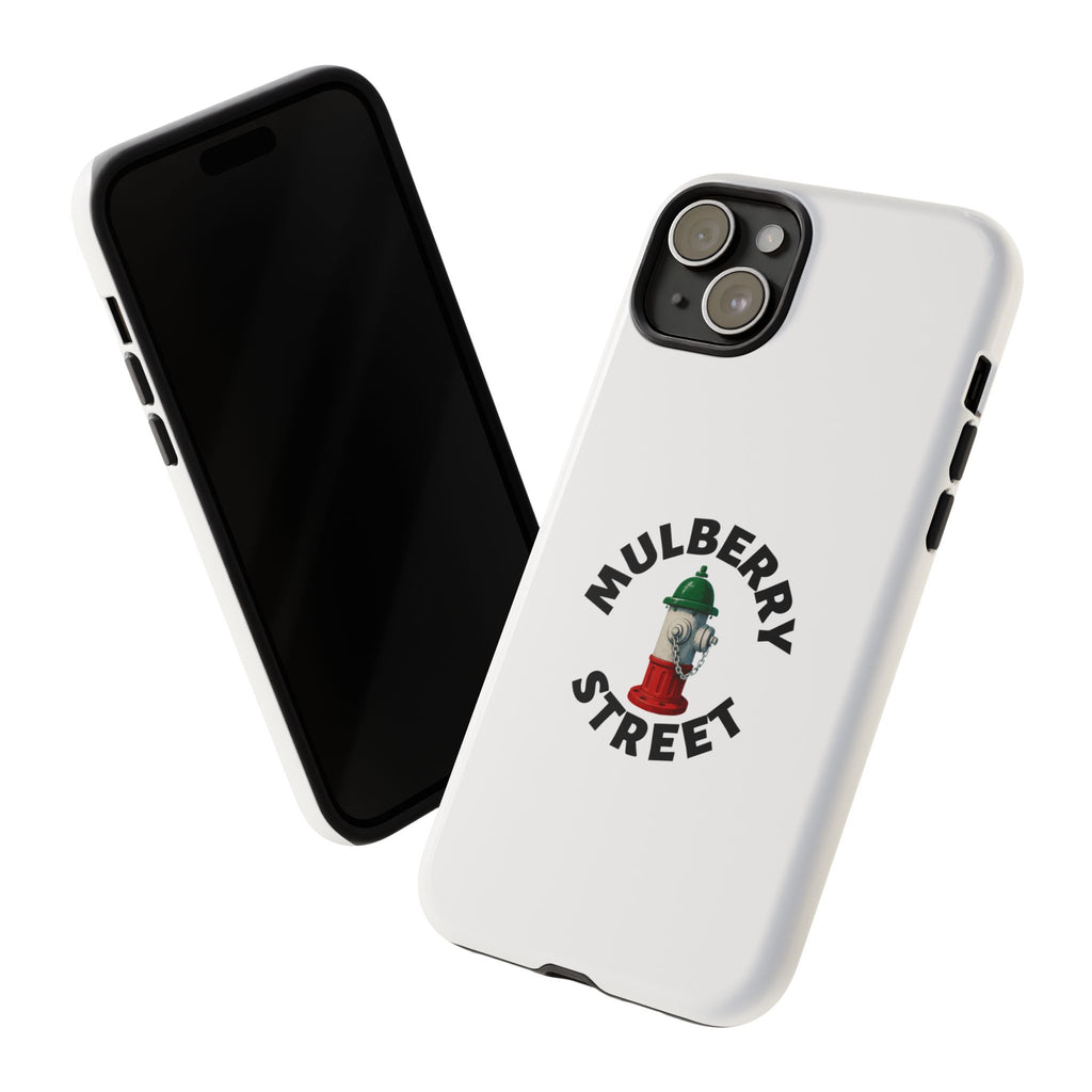 Mulberry Street White Phone Case, Urban Style Phone Cover, Tough Smartphone Case, Gift for Italian Heritage, Fun Streetwear Accessories