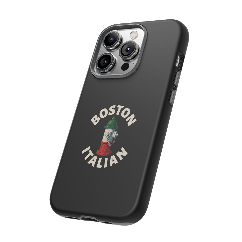 Boston Italian Black Phone Case, Tough Cases for iPhone, Gift for Italians, Stylish Phone Cover, Unique Phone Accessory