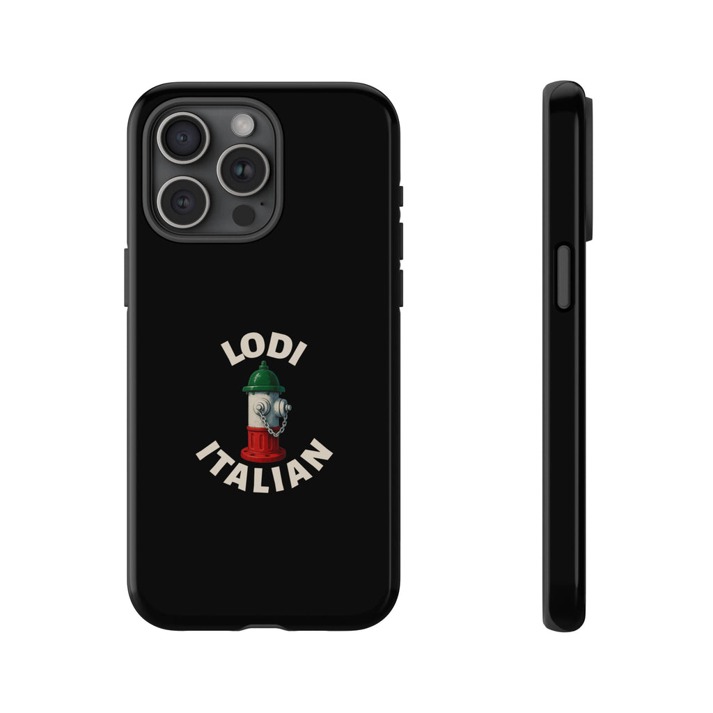 Lodi Italian Black Phone Case, Tough Cases for iPhone, Gift for Italians, Stylish Phone Cover, Unique Phone Accessory