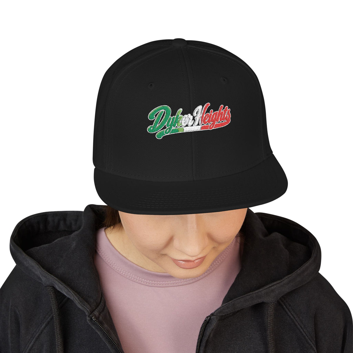 Dyker Heights Italian Embroidered Snapback Hat | Street Sign Patch Cap