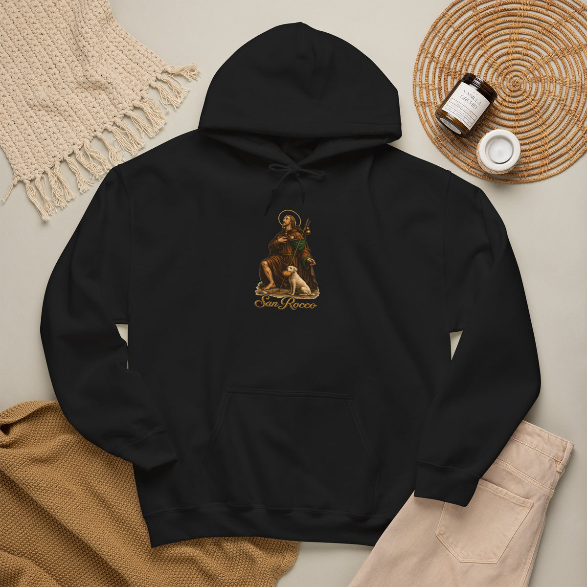 Saint Rocco Hoodie — Italian Flag Script Pullover