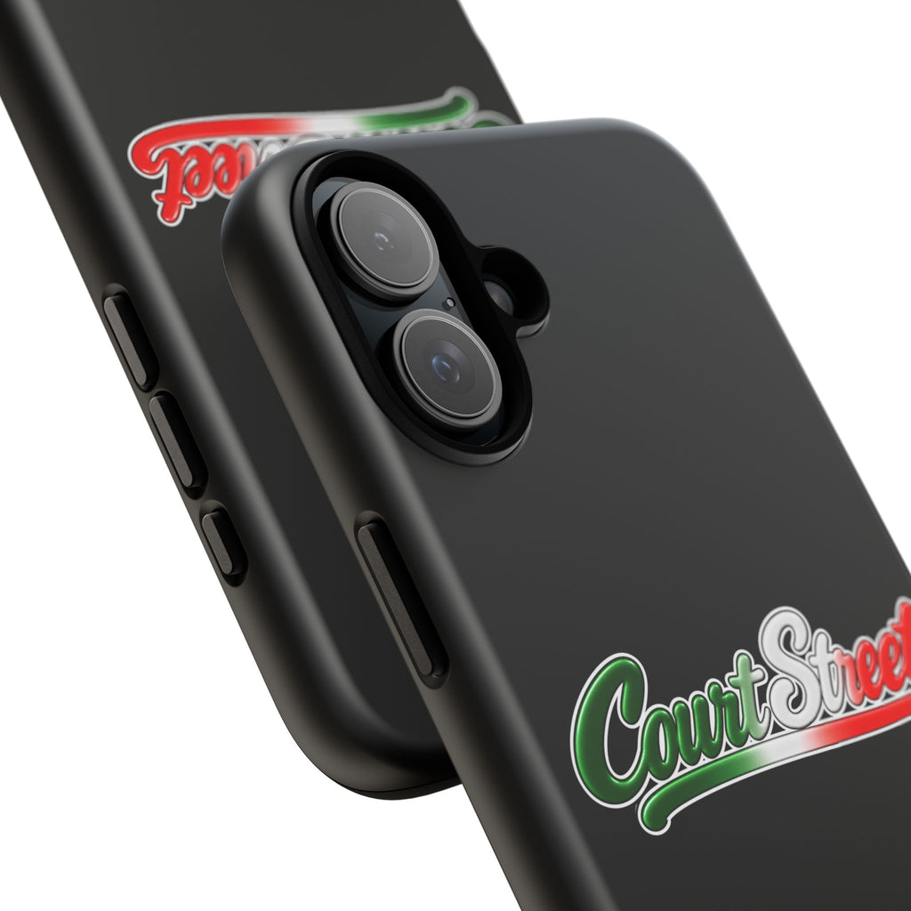 Court Street Black Phone Case, Tough Cases for iPhone, Gift for Italians, Stylish Phone Cover, Unique Phone Accessory
