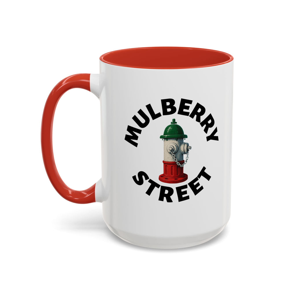 Mulberry Street Coffee Mug with Fire Hydrant Design, Unique Gift for Italians, Fun Kitchen Decor